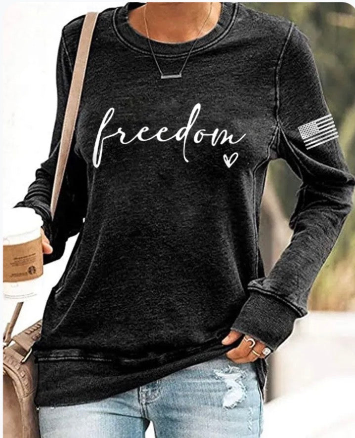 Women’s Long Sleeved Freedom Tee Large Grey